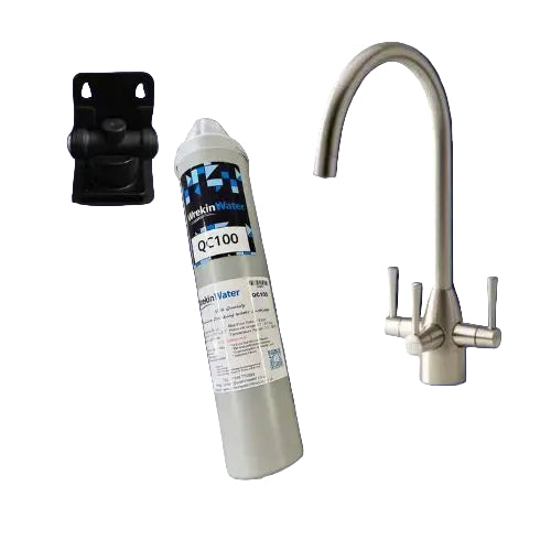 APL Brushed Steel Tri Flow Tap With QC100 Drinking Water System