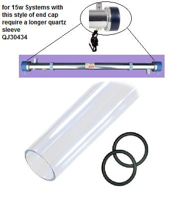 QJ30434 - Quartz Sleeve for 15w Closed End Cap UV Systems