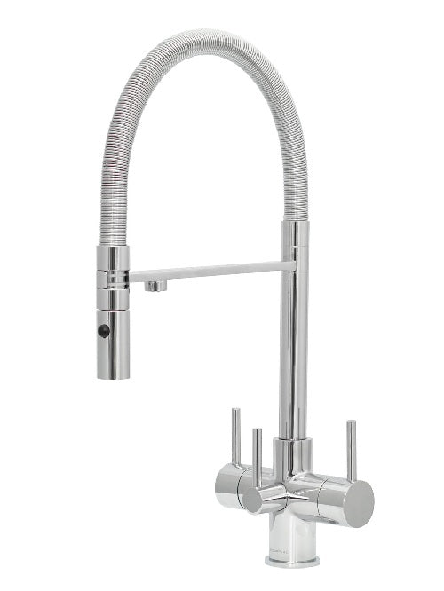 Aquila 3-Way 3 lever Kitchen Filter Tap in Chrome or Brushed - Acquapuro Traditional Design