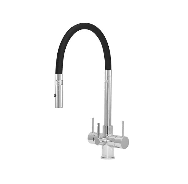 Aquila 3-Way 3 lever Kitchen Filter Tap in Chrome or Brushed - Acquapuro Traditional Design