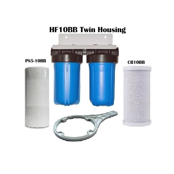 Wrekin Water HF10BB Duplex Sediment and CB10BB High Flow Whole House Filter
