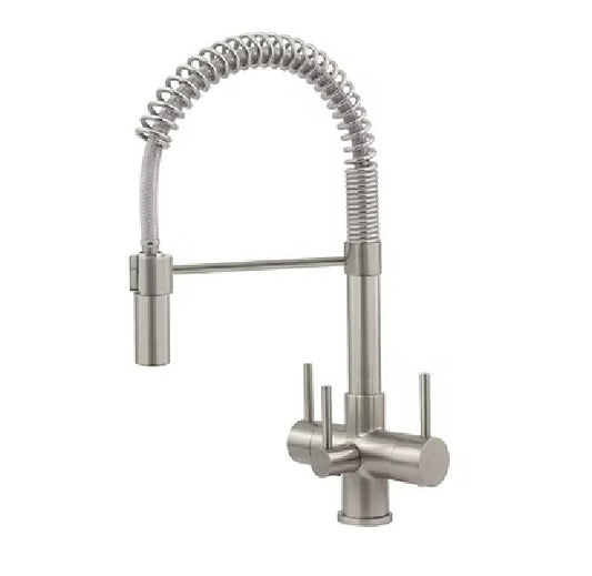 Milano 3-Way 3 lever Kitchen Filter Tap Chrome and Brushed Steel - Acquapuro Traditional Range