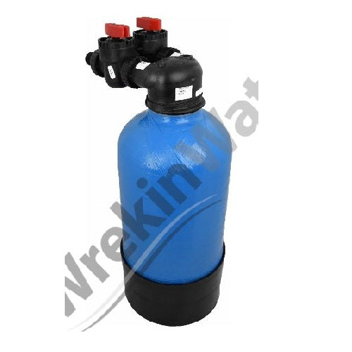 H2S 8x17 - Floor Standing Vessel with in/out 3/4in Male tails - Head and Bypass Assembly - Complete with Catalytic Activated Carbon - H2S