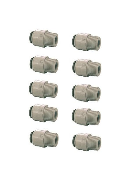 PI010802S Pack of 10 - John Guest Male Adaptors - BSPT Thread 1/4"x1/4"