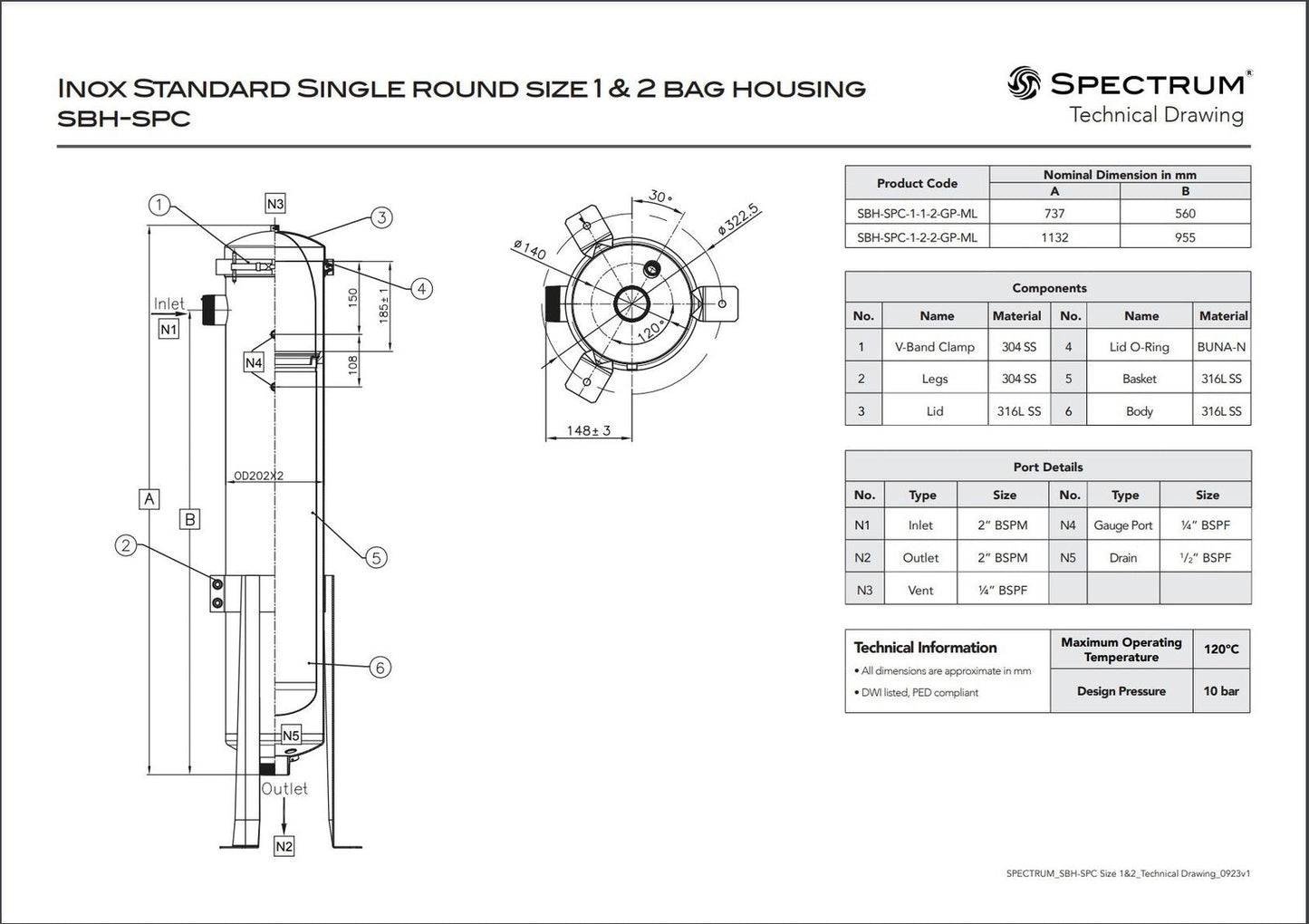 SPECTRUM INOX Premier Bag Housing – 3 x Size 2, 4" DN100 - WrekinWater