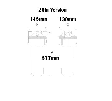 20in Standard Housing - Clear Bowl -1" Ports - Atlas PLUS 3P SX TS Filter Housing inc. Spanner and Bracket