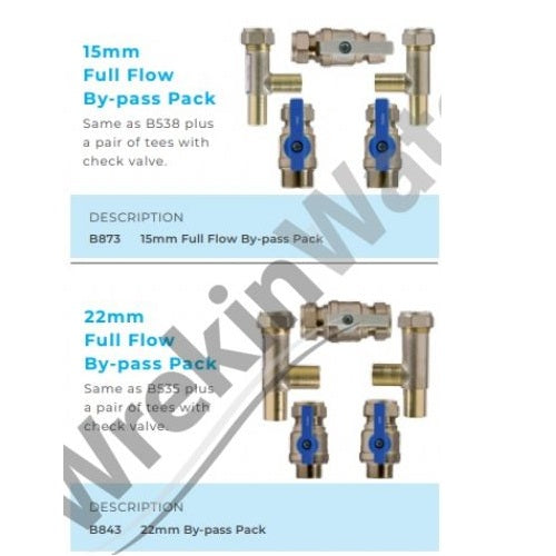 Wrekin Water Bypass Valve Sets:15mm OR 22mm Kit: Includes Full Bore Valves AND Integral Tees
