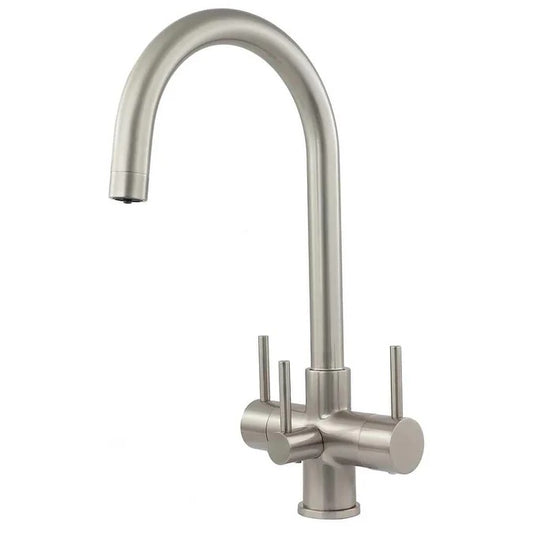 Verona 3-Way 3 lever Kitchen Filter Tap Chrome and Brushed Steel - Acquapuro Traditional Range