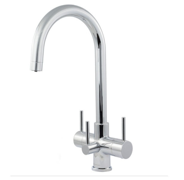 Verona 3-Way 3 lever Kitchen Filter Tap Chrome and Brushed Steel - Acquapuro Traditional Range