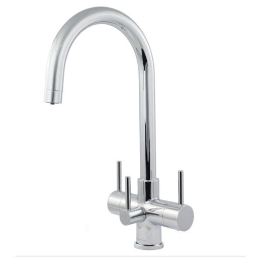 Verona 3-Way 3 lever Kitchen Filter Tap Chrome and Brushed Steel - Acquapuro Traditional Range