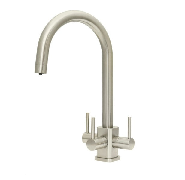 Verona SQ 3-Way 3 lever Kitchen Filter Tap Chrome and Brushed Steel - Acquapuro SQ Range