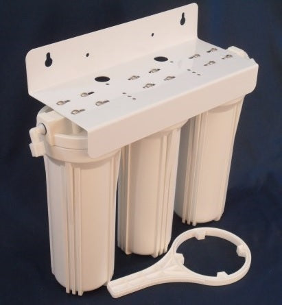 10in Triplex Slimline Housing set (WH10-14-TRIPLE) Complete with Bracket, Spanner with 1/4" Ports and connectors