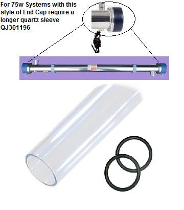 QJ301196 Quartz Sleeve for 75 Watt Open End for Systems with concealed End-Cap With O Rings