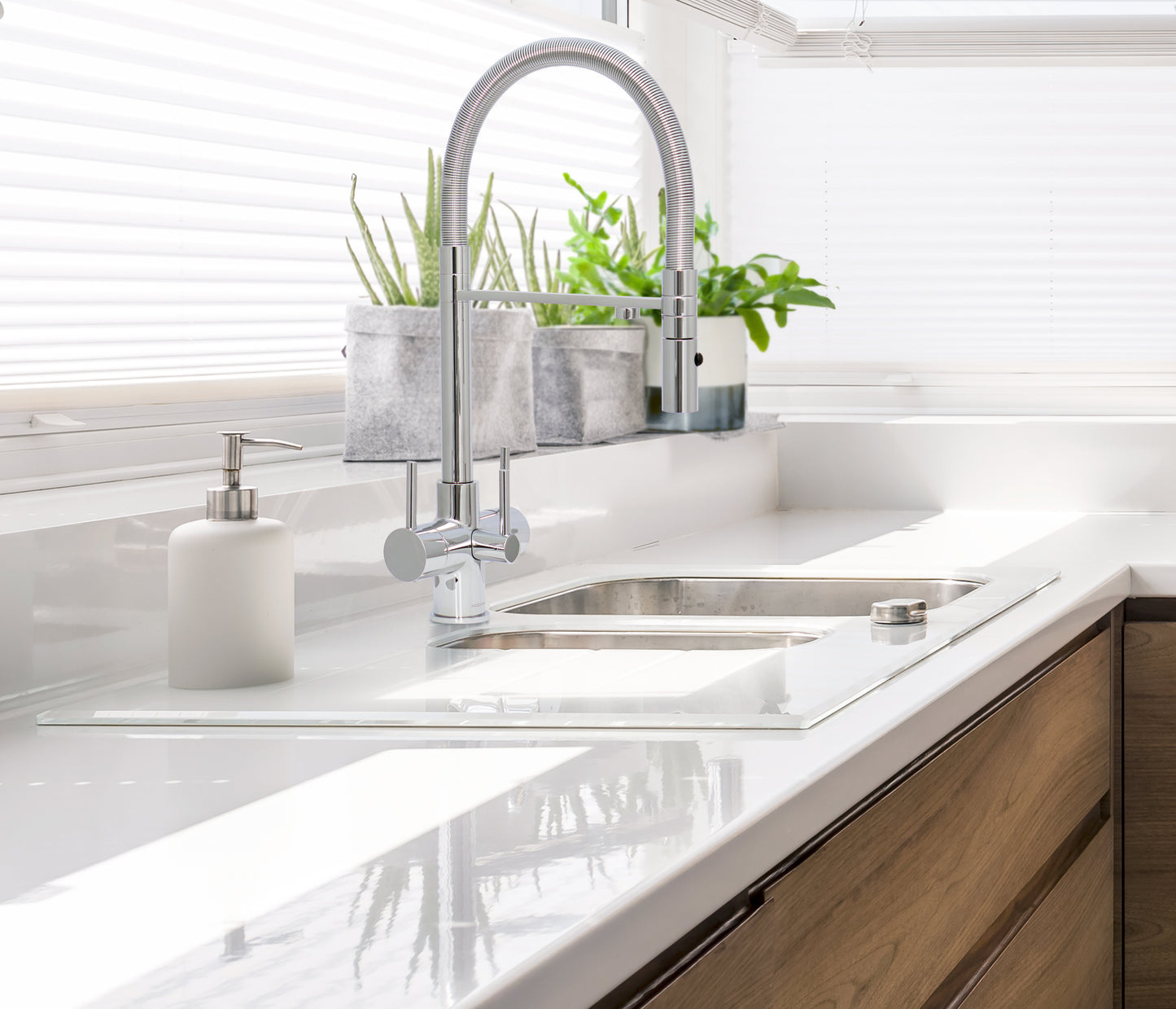 Aquila 3-Way Brushed Steel - 3 lever Kitchen Filter Tap -  Acquapuro Traditional Design Tao Only