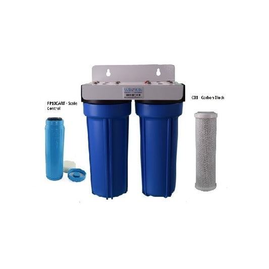 HD10 - DUPLEX Heavy Duty 10in Housing with with 3/4" BSP Ports and  PP Scale Control and CB1 Taste and odour