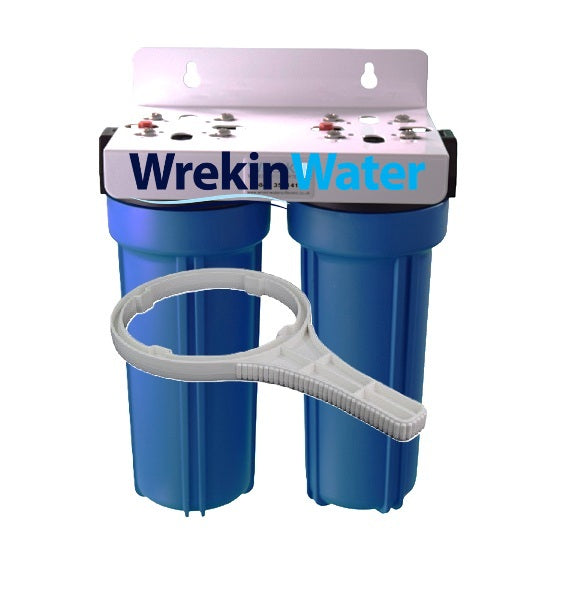 HD10-TWIN-SET 10in Heavy Duty Filter Housing Set, Pressure Release, 3/4in Ports, Bracket and Spanner