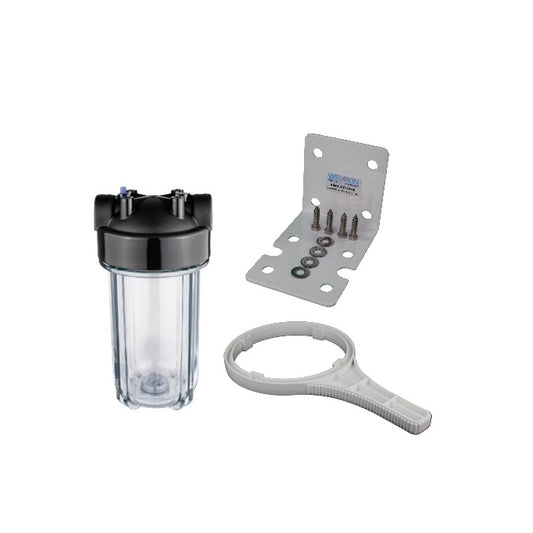 HF10BB-SC-SET Clear Bowl. 10in Large Diameter Housing 1" Ports with Bracket and Spanner