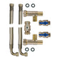 22mm - Water Softener Fixing Kit - 22mm Full Bore Valve, 22mm Integral Tee Set, 1.25m Stainless Steel Hoses