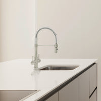 Milano 3-Way Brushed Steel Kitchen Filter Tap with QC100 Filter System  - Acquapuro Traditional Range