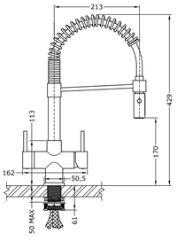 Milano 3-Way Brushed Steel Kitchen Filter Tap with QC100 Filter System  - Acquapuro Traditional Range