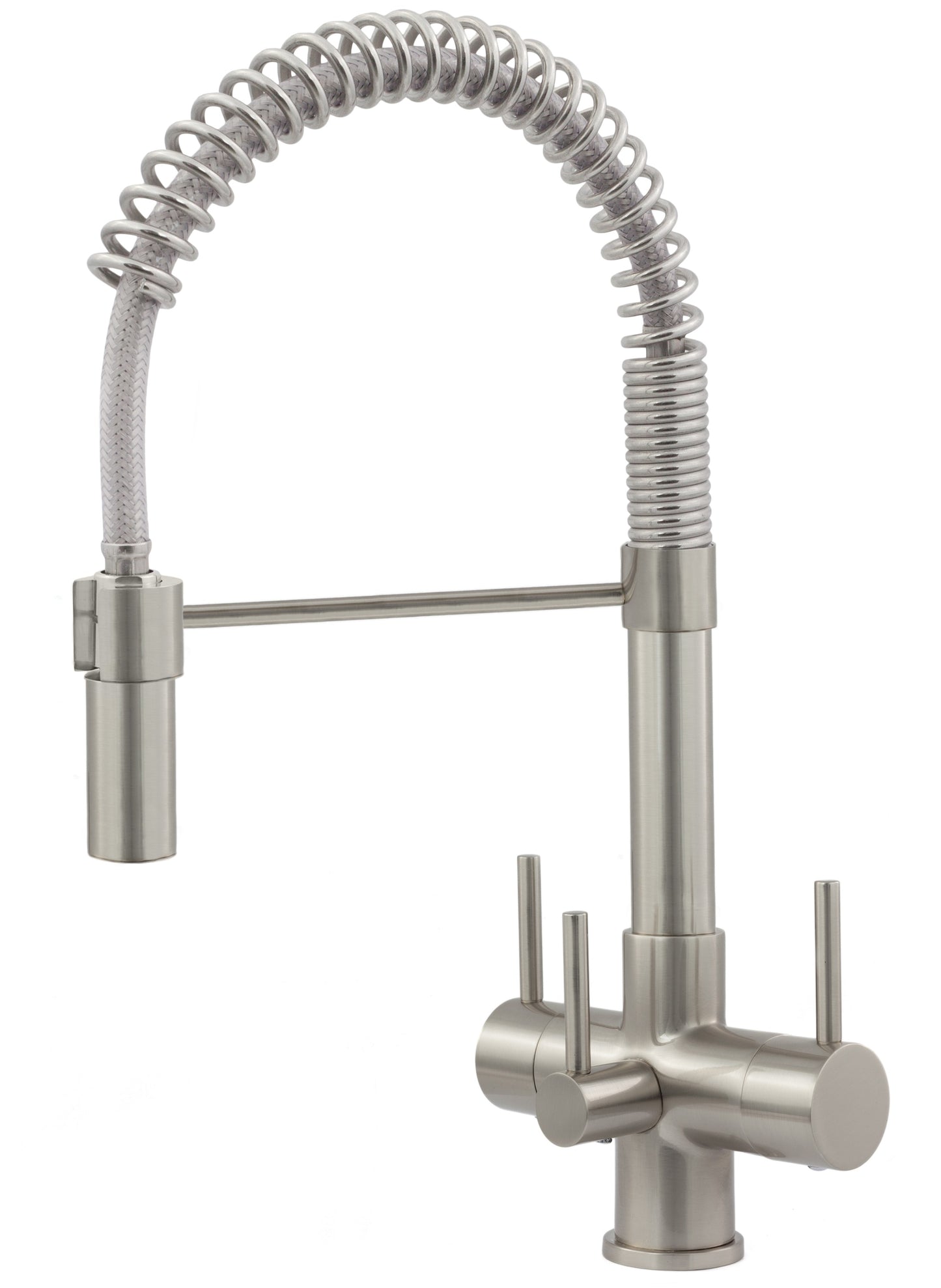 Milano 3-Way Brushed Steel Kitchen Filter Tap with QC100 Filter System  - Acquapuro Traditional Range
