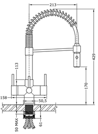 Milano 3-Way Brushed Steel 3 lever Kitchen Filter Tap  - Acquapuro Traditional Range