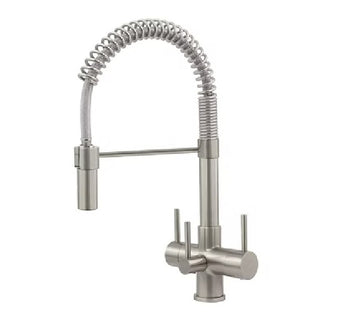 compare product Milano 3-Way Brushed Steel 3 lever Kitchen Filter Tap  - Acquapuro Traditional Range