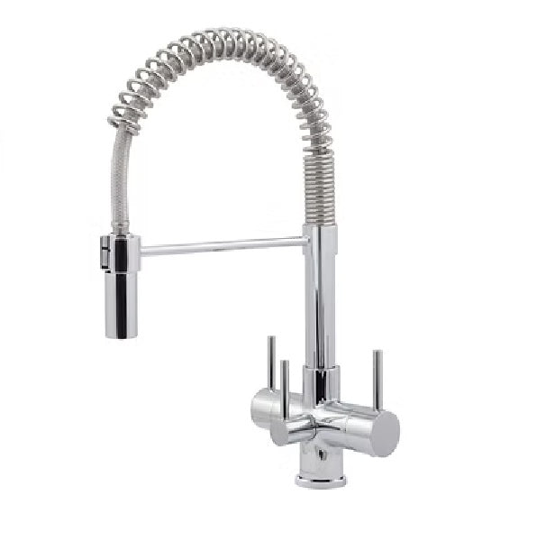 Milano 3-Way 3 lever Kitchen Filter Tap Chrome and Brushed Steel - Acquapuro Traditional Range