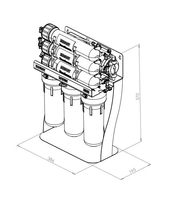 Ecosoft RObust Mini reverse osmosis filter 60 LPH - Direct Flow (No tank)