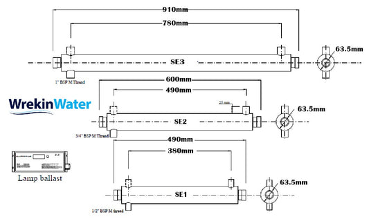 SE1-OP - 23 lpm - 1/2" Ports- Opposite Side - Wrekin UV system with intelligent i-Controller with HD10 Housing and PS5 Pre-Filter Set