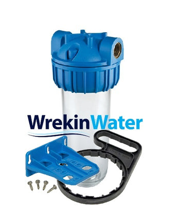 compare product 10in -3/4 - Atlas Single Housing, Bracket and Spanner Set -  Clear Bowl with 3/4in BSP Ports