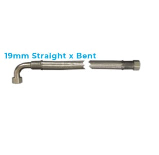 Stainless Steel Braided High Flow Hoses with 3/4in BSP Bent x Straight Connector internal Bore 15mm (Sold in Pairs) - WrekinWater