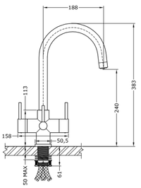Verona - 3-Way Kitchen Tap Chrome Finish with QC100 Filter System