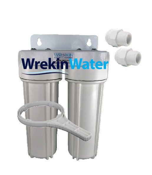 10in Duplex Slimline Housing Set (WH10-TWIN) with Connectors for 1/4" Tubing