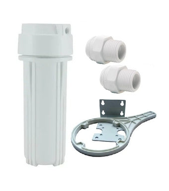 compare product WH10-SET-3/8 - 10in White Housing Set with Bracket & Spanner + Connectors for 3/8in Drinking Water Tubing